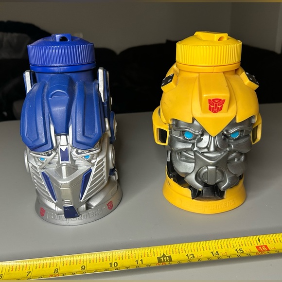 2012 Hasbro Transformers Bumble Bee & Optimus Prime Thermos Sip Mug Cup - Picture 5 of 12